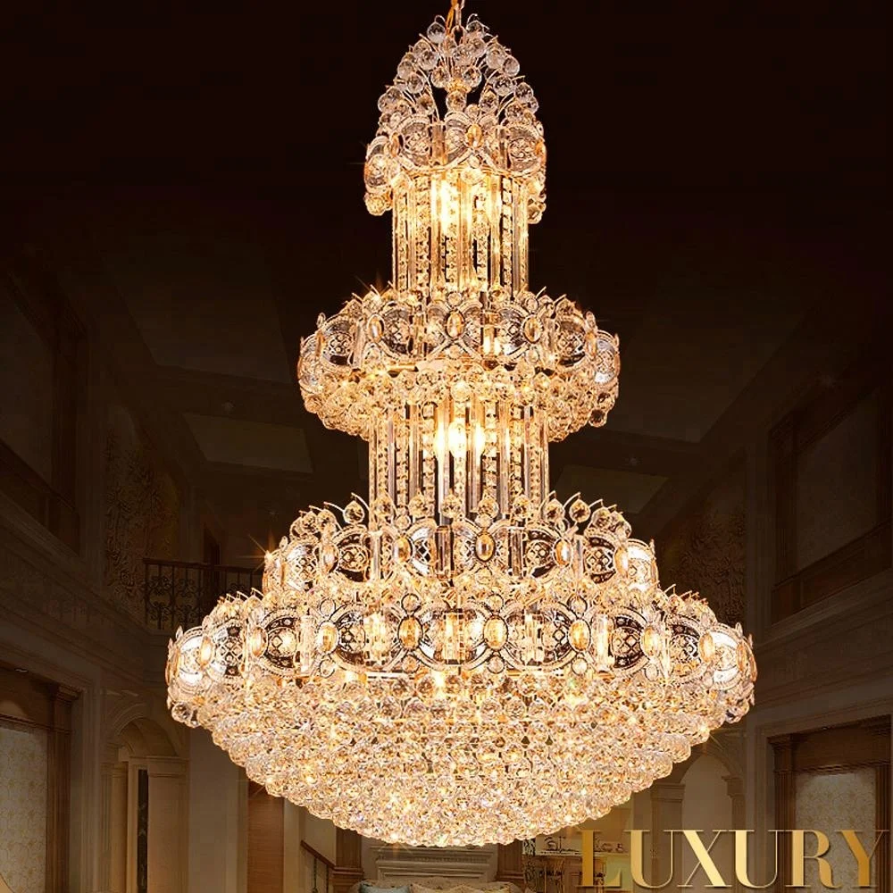 Modern Customized Luxury Large Pendant Light Crystal Chandelier With S Gold Finished For Hotel Lobby Decor