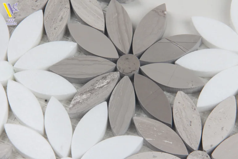 水射流马赛克折扣天然石材白色大理石花马赛克图案