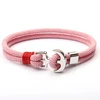 Nice simple solid color braided rope silver plated anchor bracelet for women and men