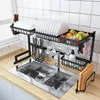 Black Metal Kitchen Space Save Over Sink Dish Drying Rack