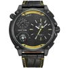 2019 Watch Manufacturers Guangzhou Multi Time Zone Big Dial Men Genuine Leather Strap Luxury Quartz Watch