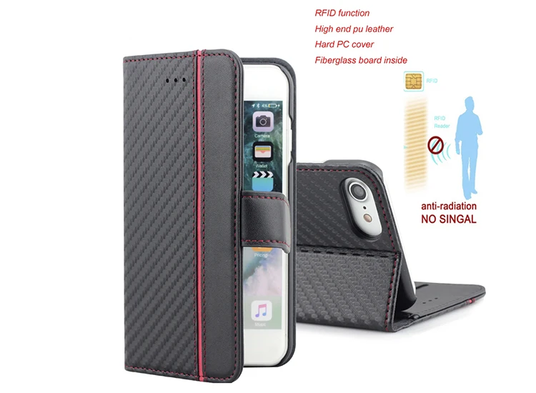 Rfid Blocking Carbon Fiber Pu Mobile Phone Case For 8,For Iphone 7 Custom Leather Phone Case - Buy Leather Case,Case,Custom Phone Cases on Alibaba.com
