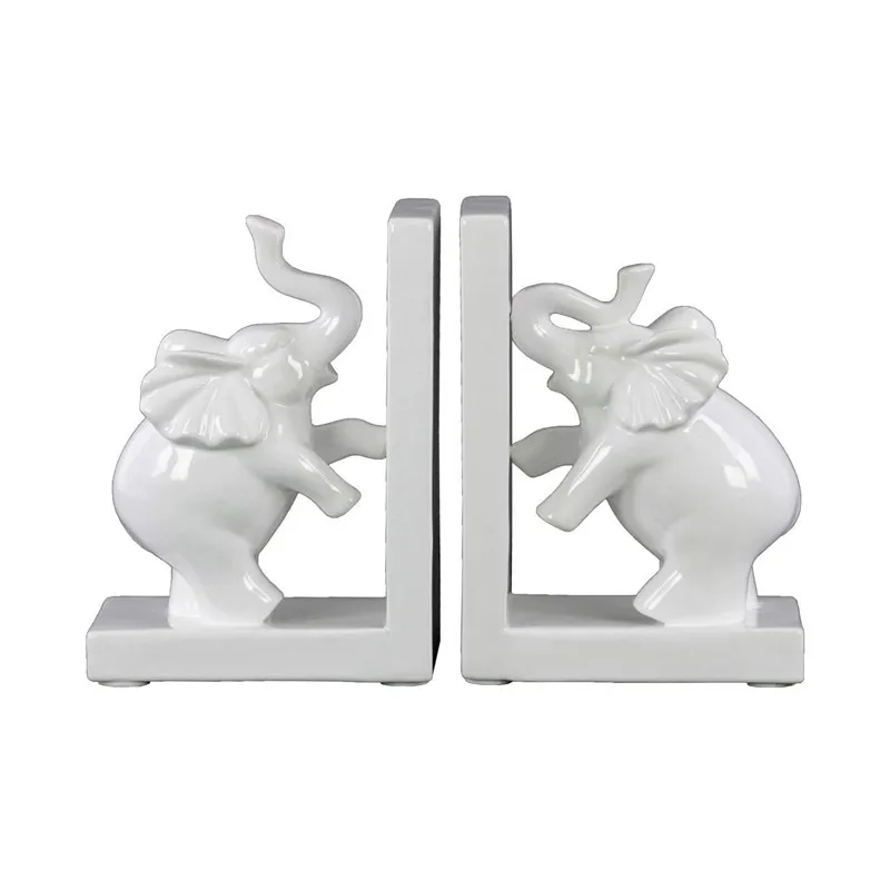 White Ceramic Elephant Office Decorative Ceramic Bookends Buy