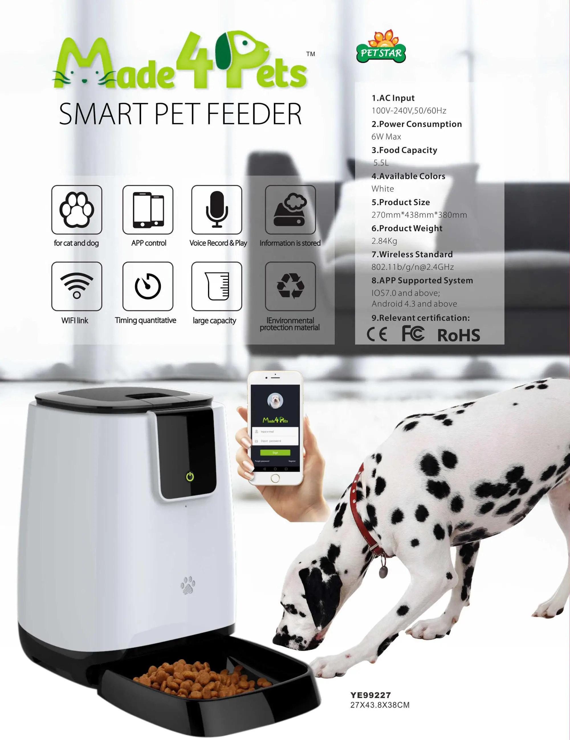 Smart Pet Products 5.5l Smart Automatic Pet Feeder With App Supported System Buy Smart Pet