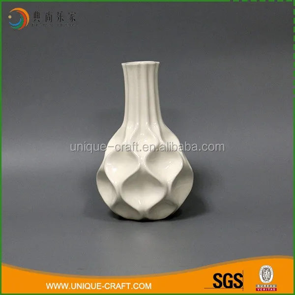 Unique design low price table ornament white ceramic decorative flower vase