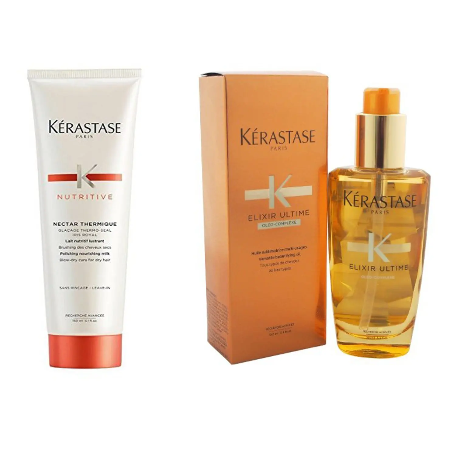 Bundle - 2 items: Kerastase Nectar Thermique Crème, 5.1 Oz & Elixir Ultime Oleo-Complexe Beautifying Oil, 3.4 Oz