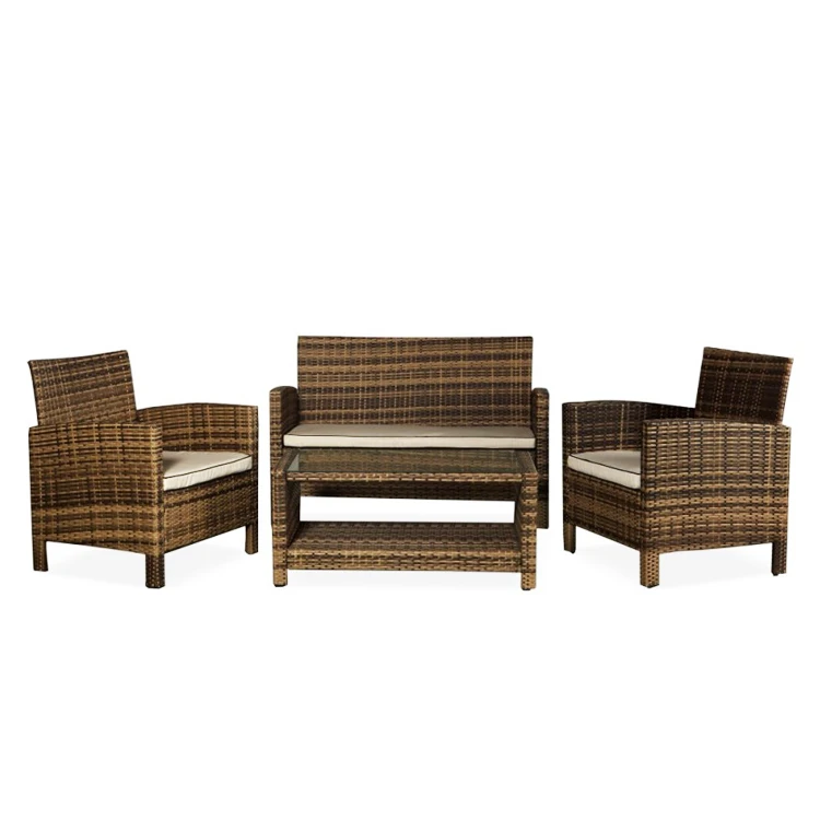 Leisure Outback Four Seat Pc Wicker Cube Rattan Garden Furniture 4 ...