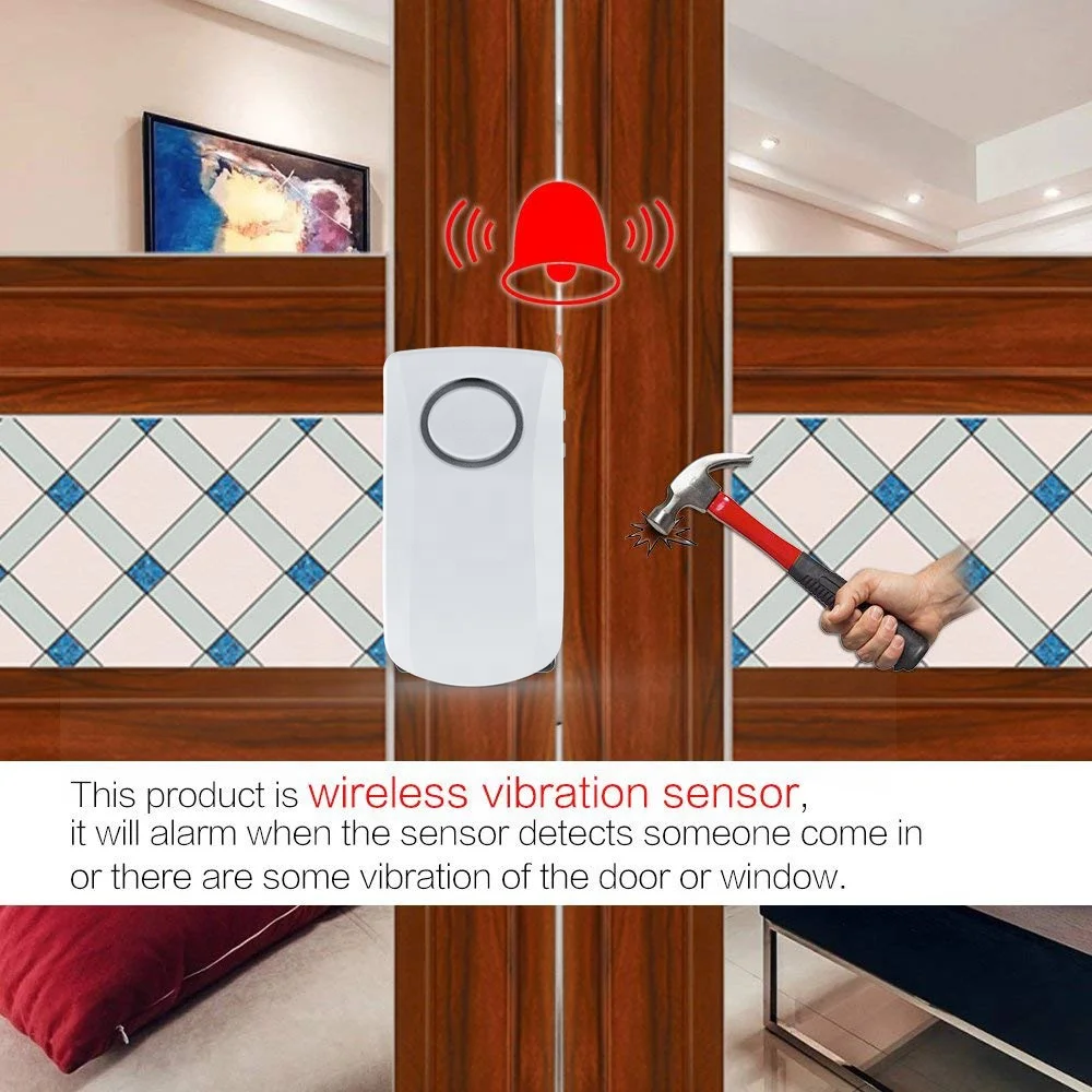 130dB Small  Door Window Pendant Anti Burglar Motion Vibration Sensor Alarm For Home Security