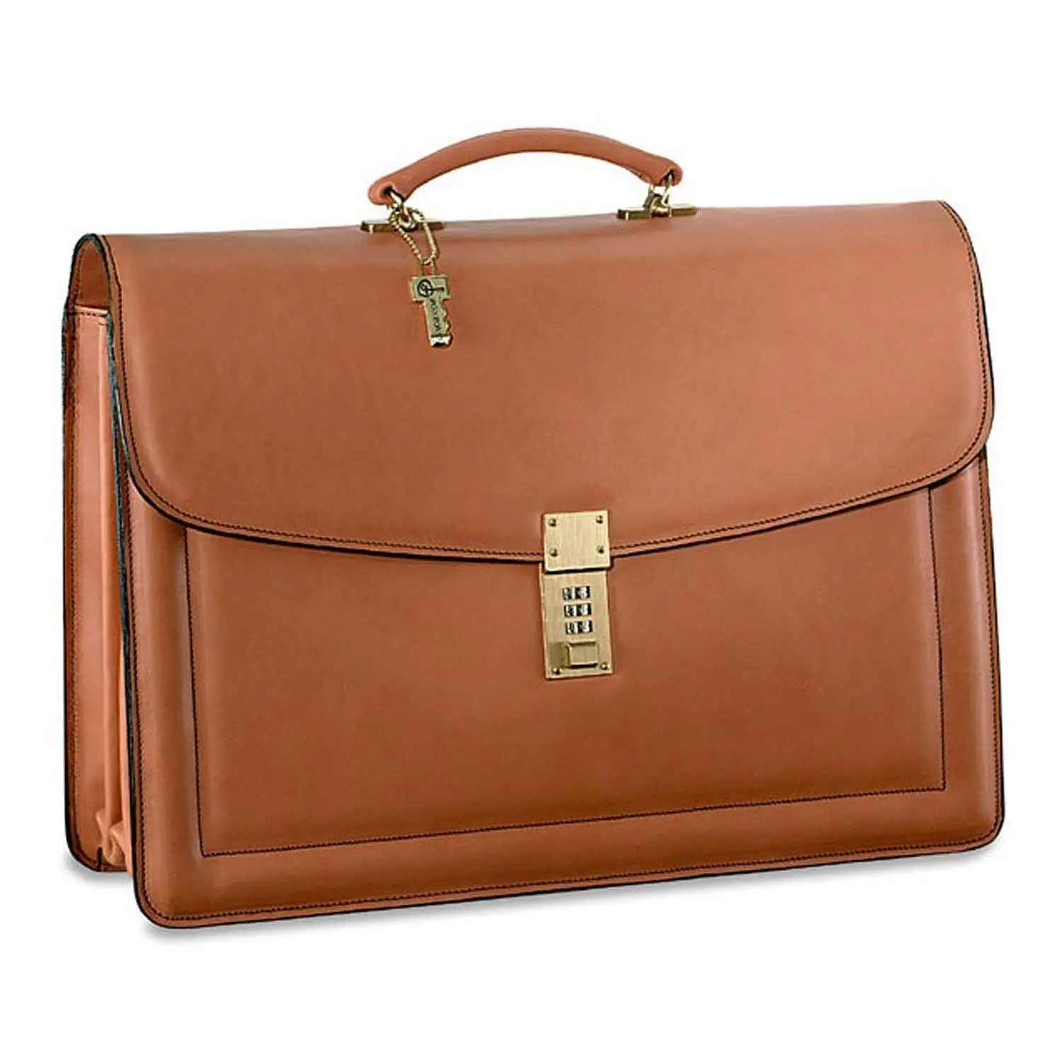 ClubbCart Premium Leather Attache Briefcase Dual Combination Lock