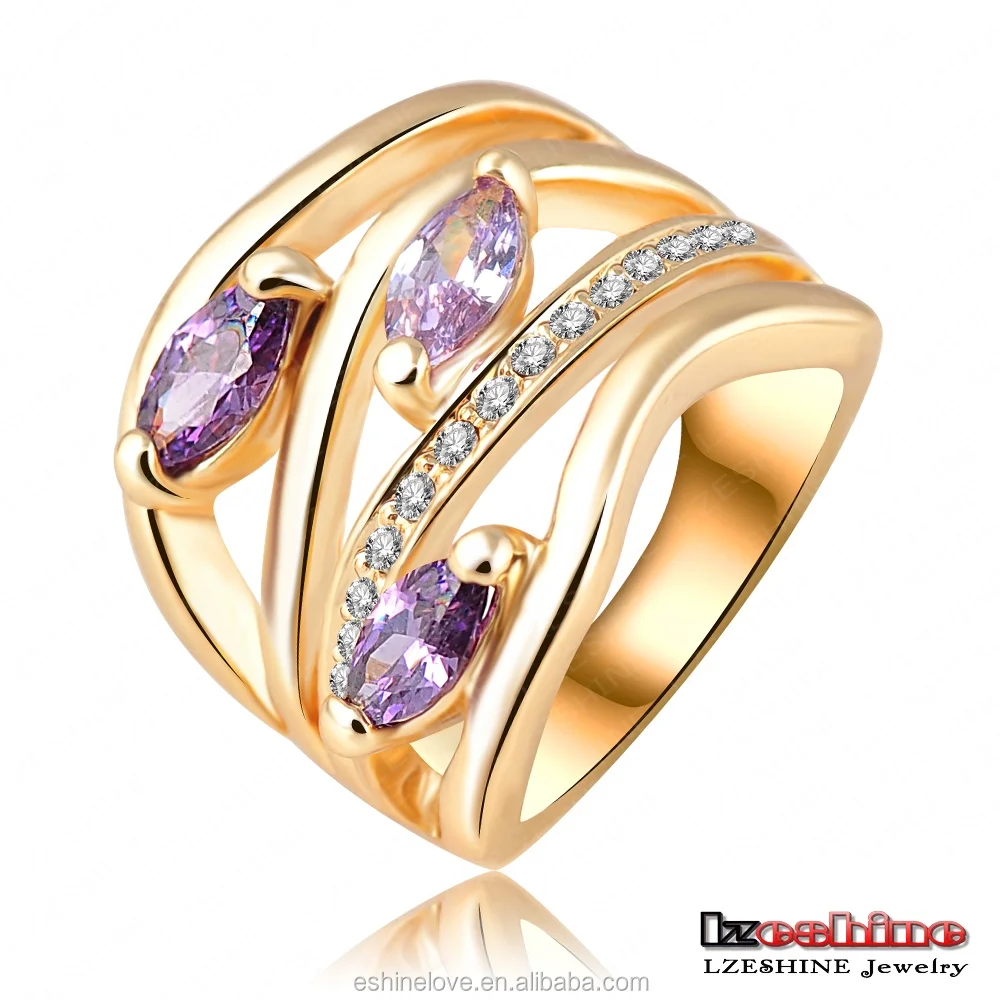 LZESHINE LATEST Gold Plated Female Finger Ring Design Multicolor Zircon Plant Cluster Ring for Women Anel Feminino