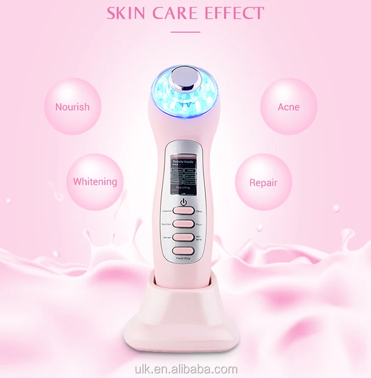 7 In 1 3mhz Ultrasonic Face Massager Led Photon Care Galvanic Skin Cleaner Ion Sonic Ultrasound 8865