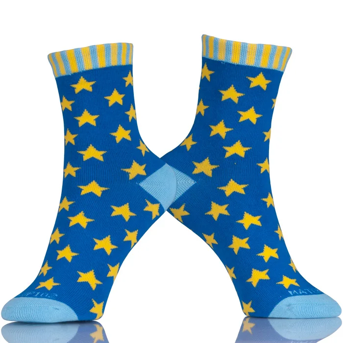 Eco-friendly Fun Crazy Cotton Star Pattern Socks For Women