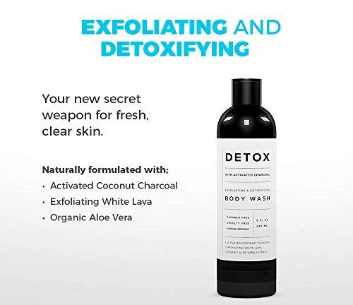 Natural Activated Coconut Charcoal Skin Whitening Body Wash Shower Gel