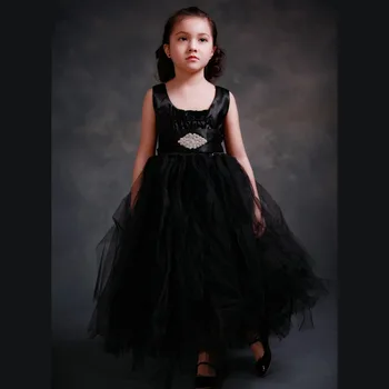 flower girl dress with black sash