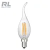 3000K warm white dimmable C35 2W LED filament lamp with tail 100lm/w E14 E27 lamp base filament bulb