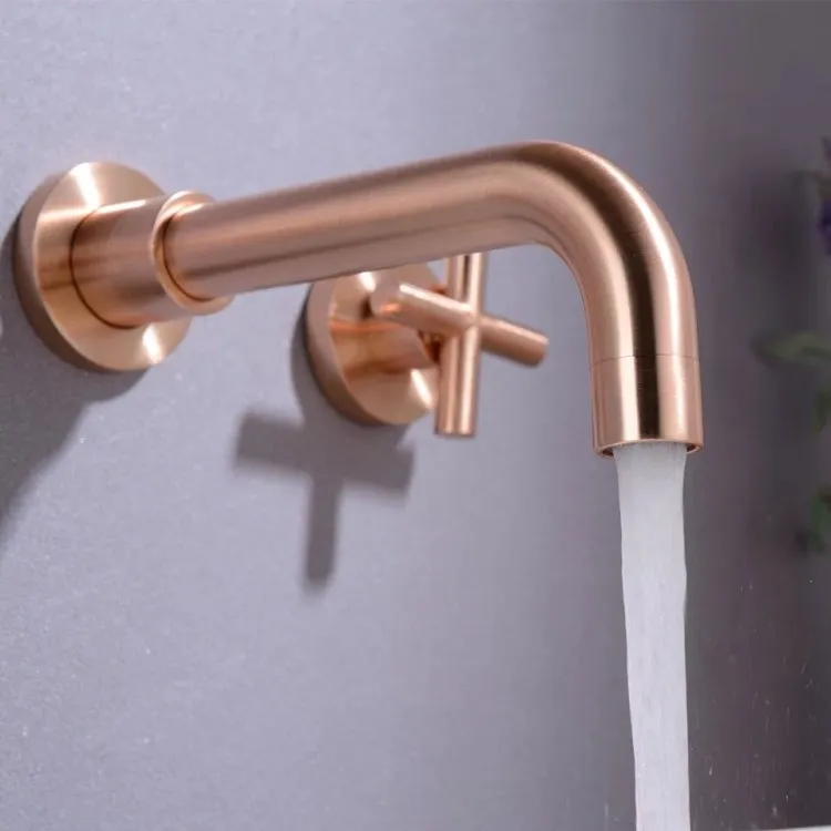 2019 New Copper Brushed Gold Brushed Rose Gold Dark Wallmounted Threehole Bathroom Basin