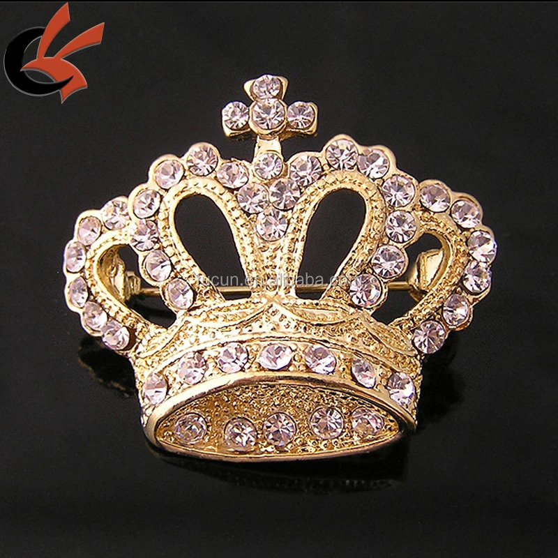 Vintage Royal Crown Bridal Bouquet Crystal Diamante Rhinestone Brooch ...