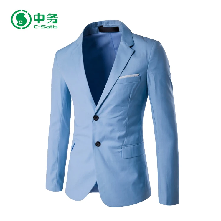 Gran Oferta Chaqueta Informal Para Hombre Ajustada Color Puro Azul Claro -  Buy Chaqueta Blazer,Chaqueta Informal,Chaqueta Informal Para Hombre Product  on Alibaba.com