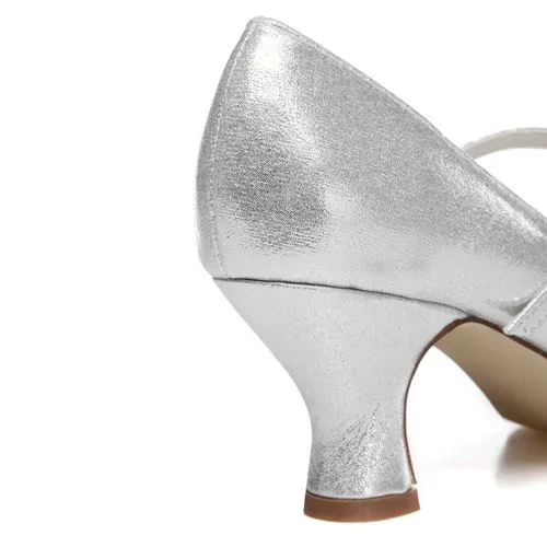 chunky heel silver shoes