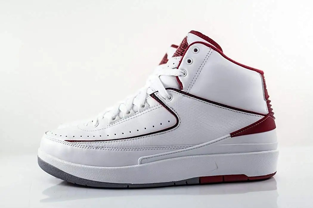 Jordan Men's Air 2 Retro, White/Black-Varsity RED-Cement Grey, 8.5 M US