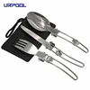 3 Kit In 1 Set Foldable Tableware Stainless Steel Knife Fork Spoon Portable Pocket Tableware Dinnerware for Home and Outdoor Cam