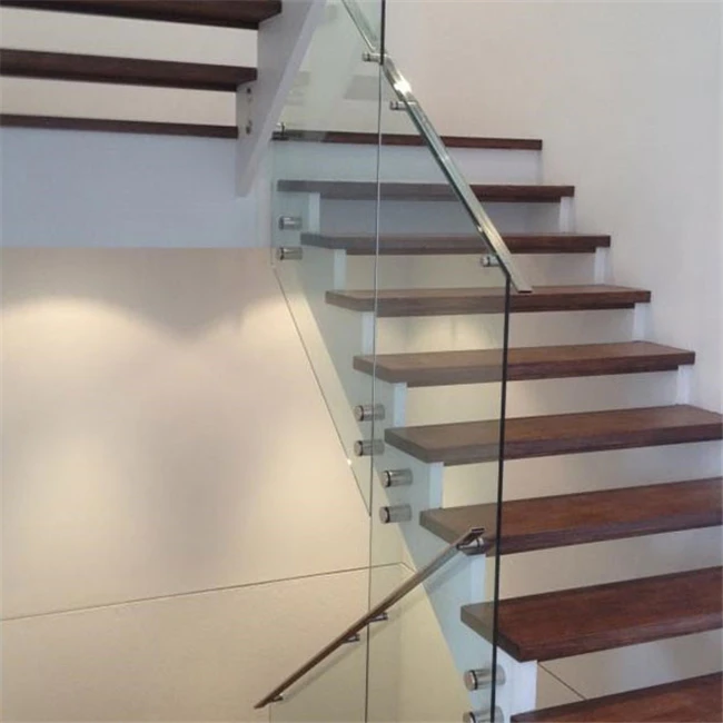 Basalt Slab Acacia Wood Stair Tread Modular Straight Steel Staircase ...