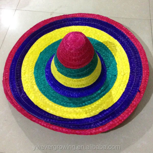 Rainbow Color Mexican Big Brim Sombrero Straw Hat Wholesale - Buy High ...