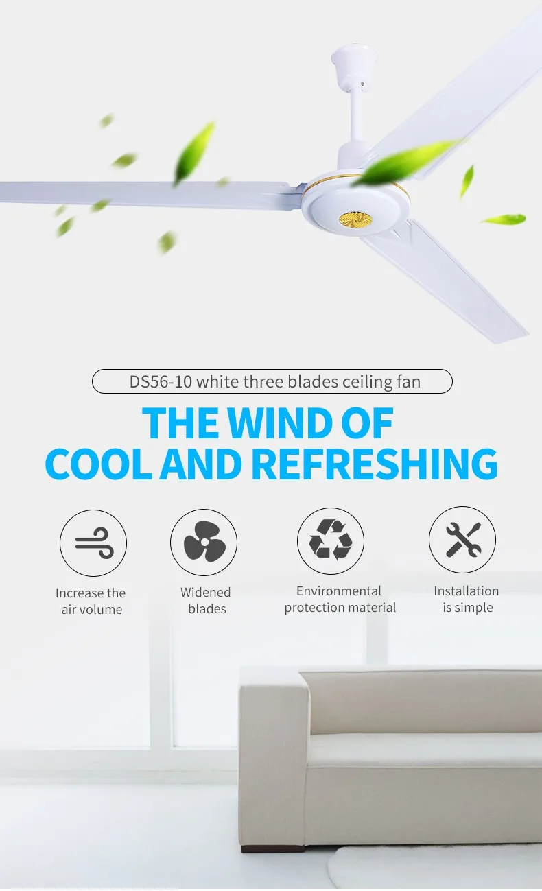 For Home Electric Ceiling Fan 56 Inch 220v 70w Modern Soundless Ac