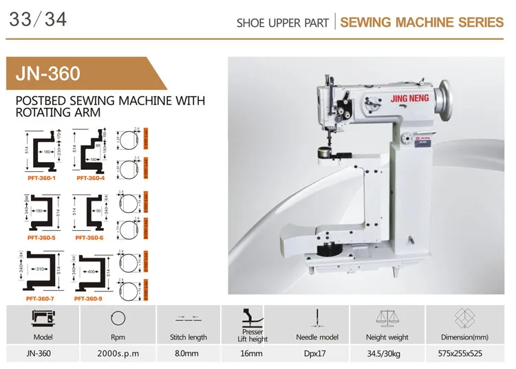 Jn360 Single Needle Post Bed Industrial Sewing Machine With Rotating