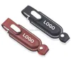 In stock custom marketing logo full capacity PU leather pormo usb flash memory