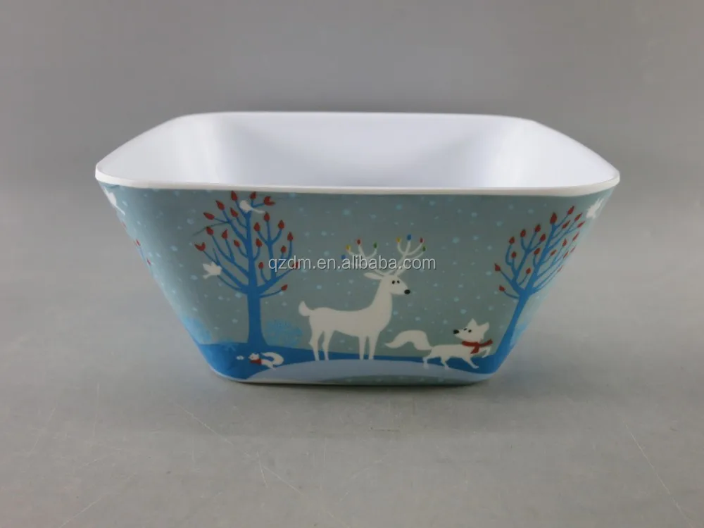 6"Suqare Christmas Melamine Xmas Salad Bowl