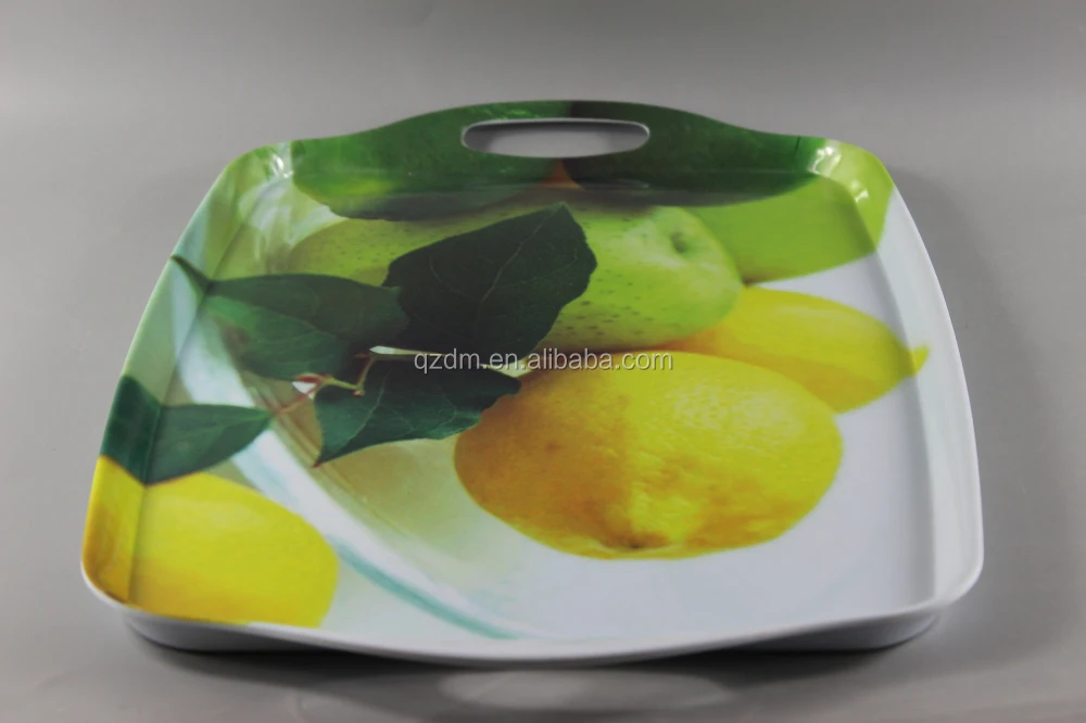 2 Handled Melamine Large Serving Trays 19 Inch