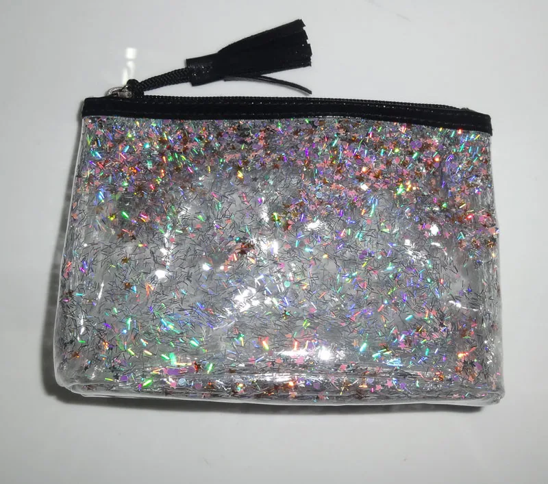 Factory Directly Pvc Liquid Glitter Makeup Bag Holographic Cosmetic Bag