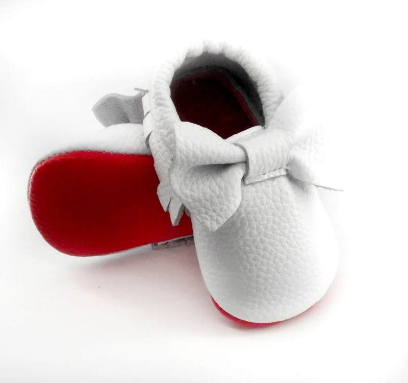 New Genuine Leather First Walkers Soft red sole Baby shoes Toddler Baby moccasins Infant Fringe Bow