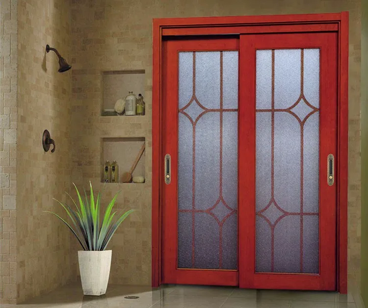 Hot!Hot Sale! Double Leaf Wood Glass Entry Patio Door Sliding Opening Door Exterior Double Doors