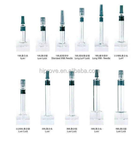 luer lock luer slip glass syringe hyaluronic acid 1ml 3ml 5ml