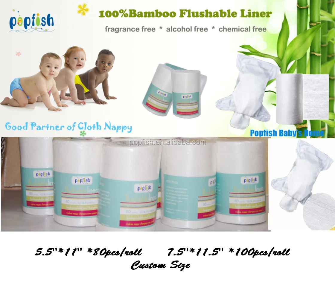 Popfish Organic Nappy Bamboo Flushable Diaper Liners Buy Organic