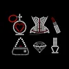 Diamond,dress and lipsticks designs Hot Fix Rhinestone Lead Free Heat Transfer