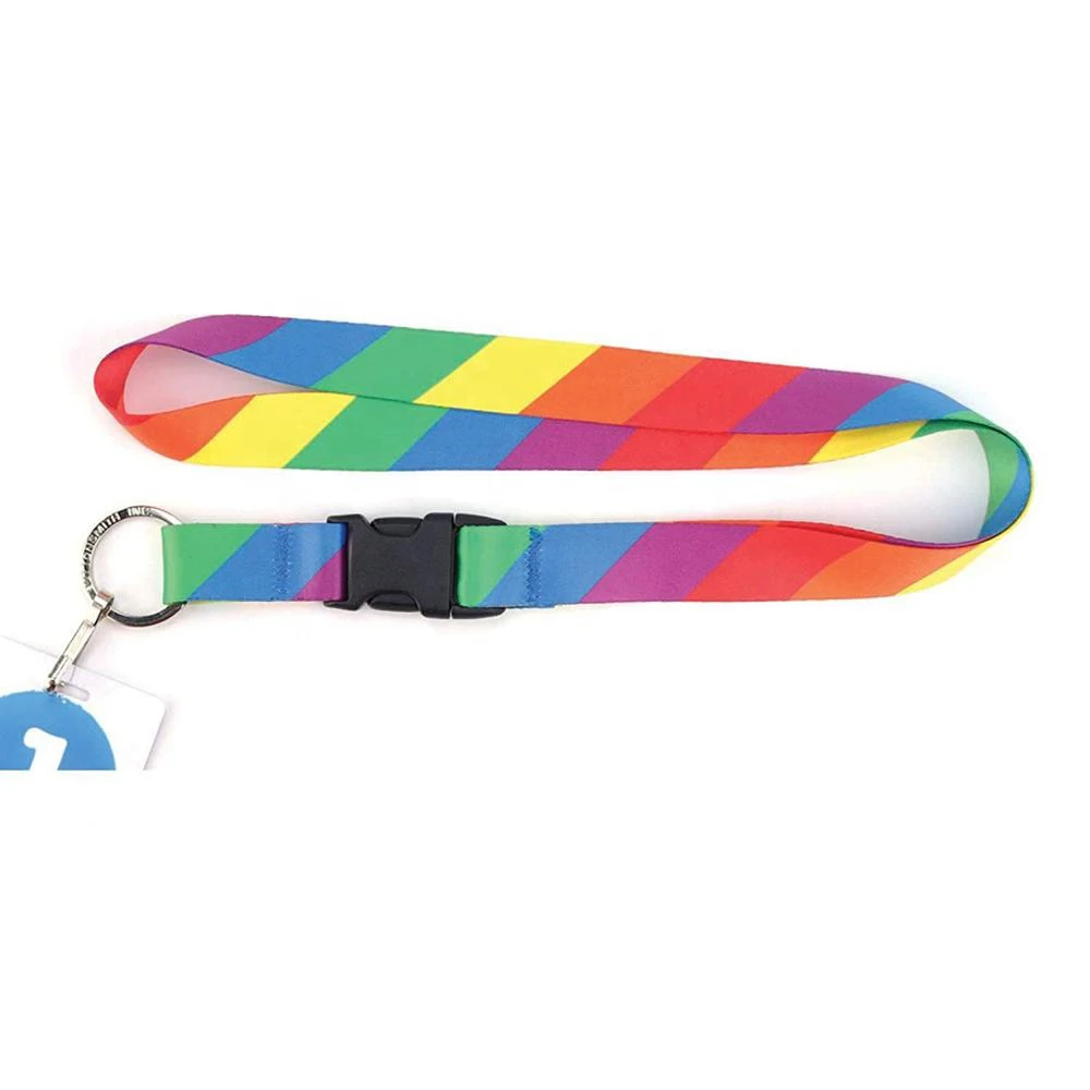 Hot Selling Cheappolyester Sublimation Custom Rainbow Colored Lanyards 