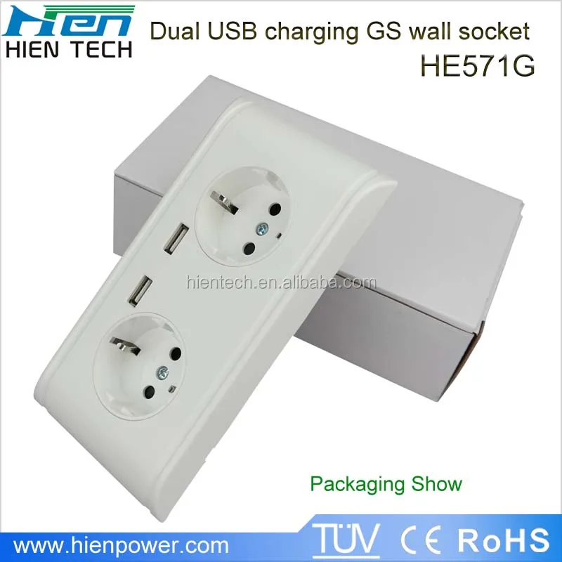 EU Plug Dual 2 USB Port Wall Socket Charger Power Receptacle Outlet Plate 1 PC 