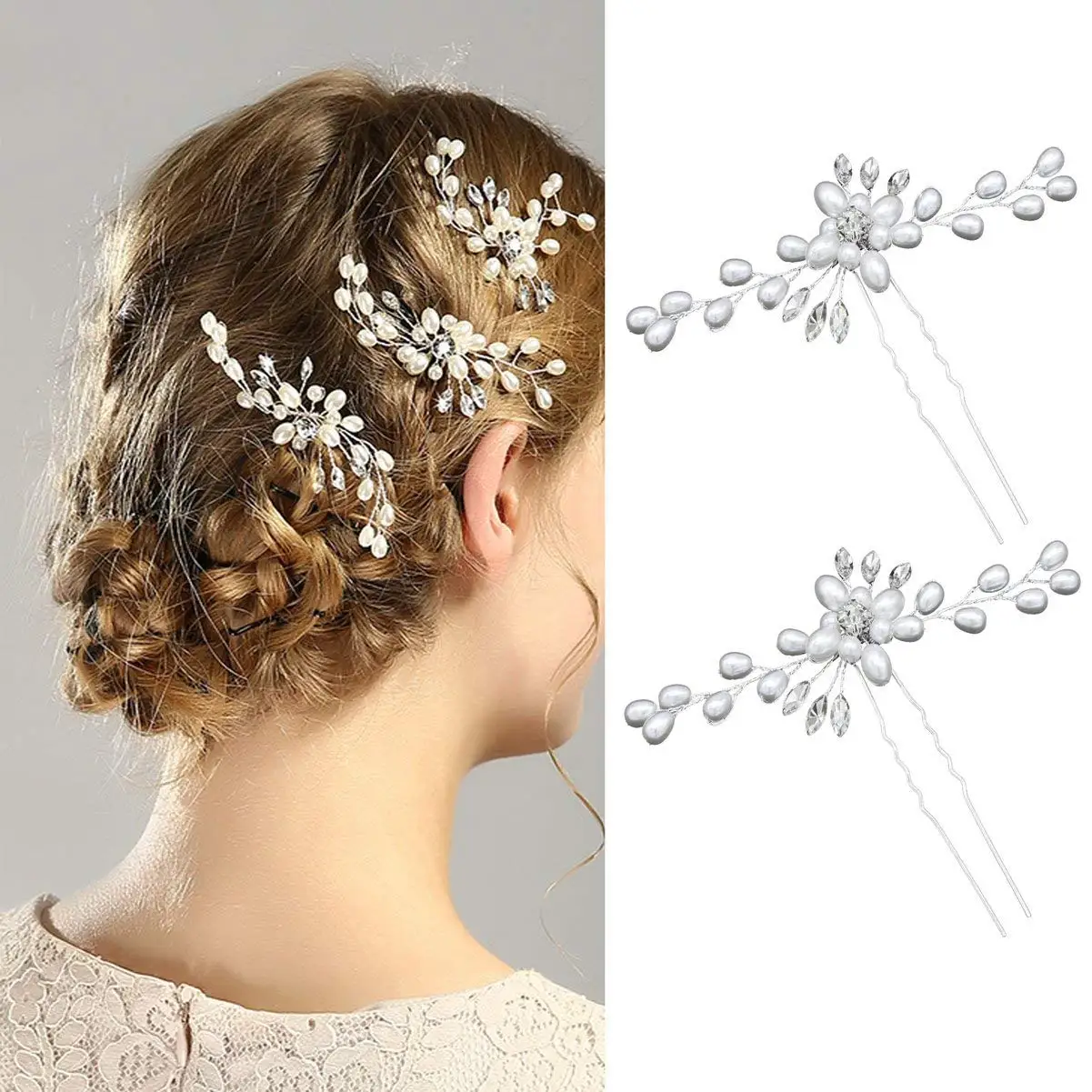 silver bridesmaid hair accessories