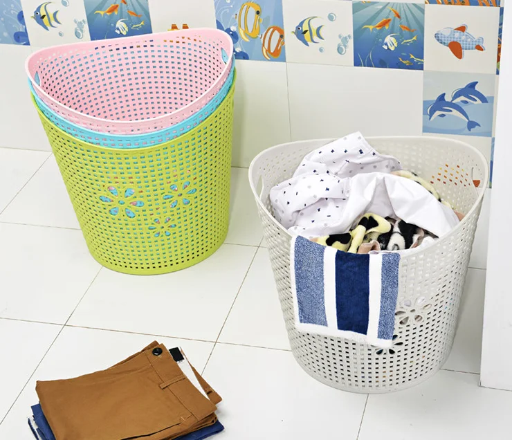 Customize Oem Large Size Laundry Basket Plastic With Lid For Household