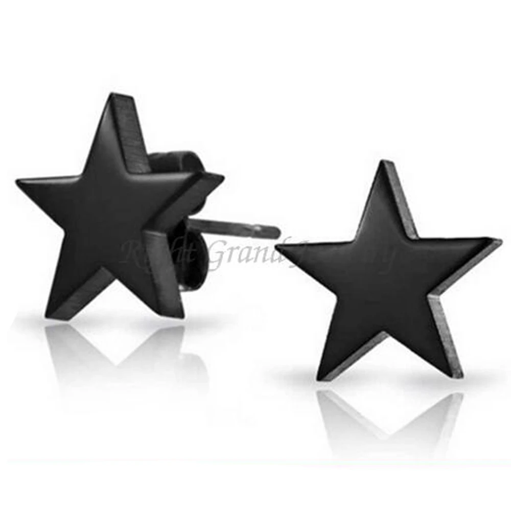 Customized Drop Earring Surgical Stainless Steel Titanium Silver Black Plated Star Stud Earrings