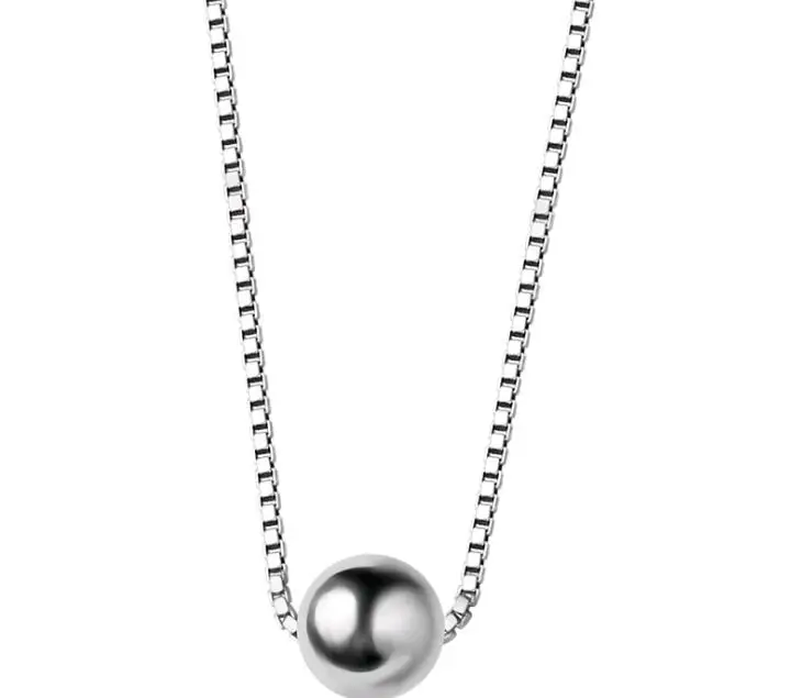 women  925 sterling silver simple single 4mm beads box chain choker necklace.jpg