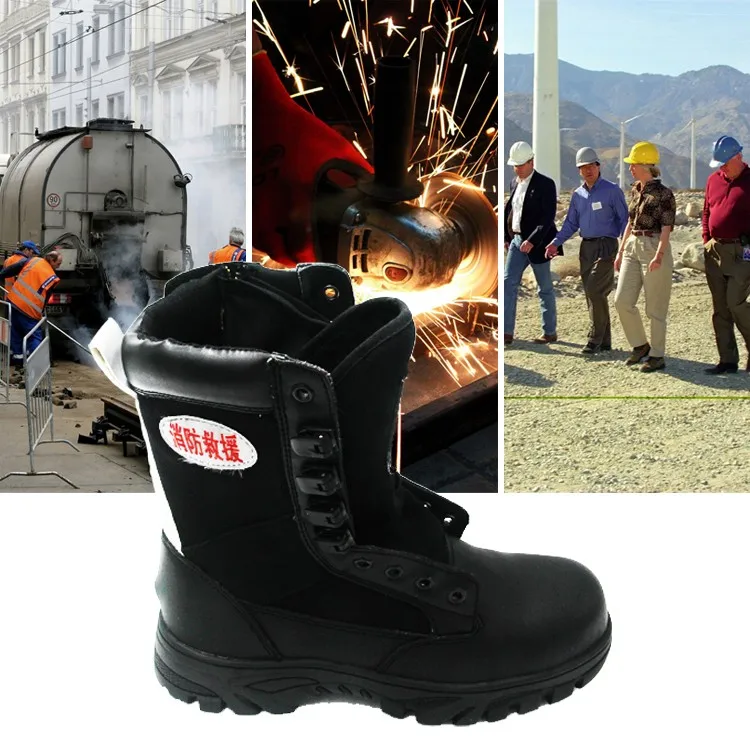 Composite Toe Leather Emergency Rescue Army Safety Boots With