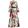 A3116 Round Neck Print Dress A Shape Dress Long Sleeve Wear Giding Print Pattern Dress