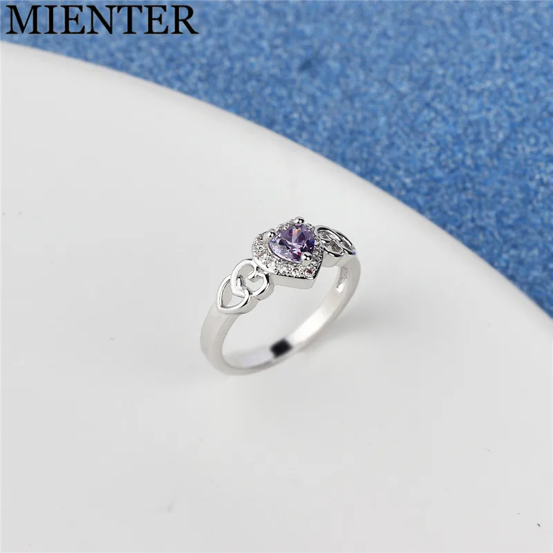 Custom Fashion Jewelry Engagement Bands Ring Heart Shape 925 Silver