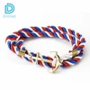Factory wholesale gold/silver plated curved anchor bracelet braided nautical rope bracelet