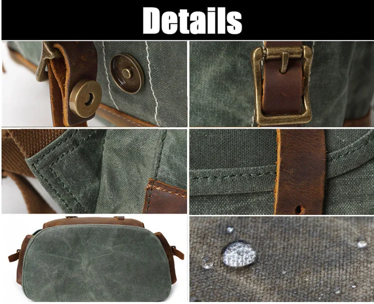 Outdoor water resistant unisex custom vintage waxed canvas school backpack rucksack for men