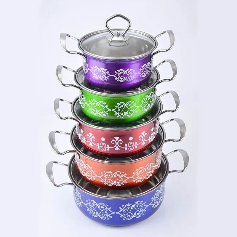 Korean Style 4 Pcs Stainless Steel Cookware Set Double Handle Cooking